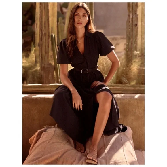 Brochu Walker The Havana Iconic Classic Shirt Maxi Dress Puff Sleeves XS - Picture 2 of 14